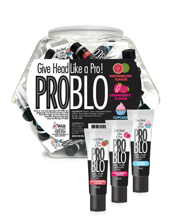 "Pro Blo Oral Pleasure Gel Pop Display 66ct - 10ml Tubes: 3 Flavors LG-BT528B"