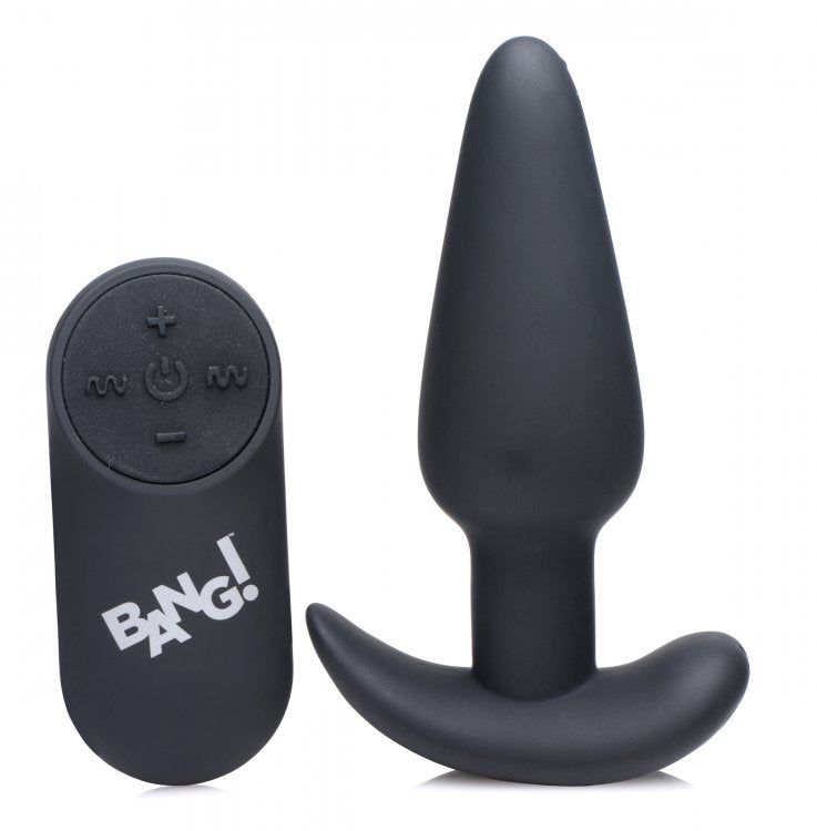 "21x Silicone Butt Plug With Remote - Black BNG-AG563-BLK"
