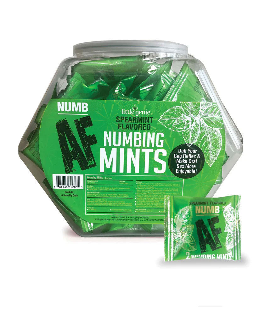 "Numb Af - Spearmint Flavored Numbing Mints - Display - 100 Pcs LG-BT608"